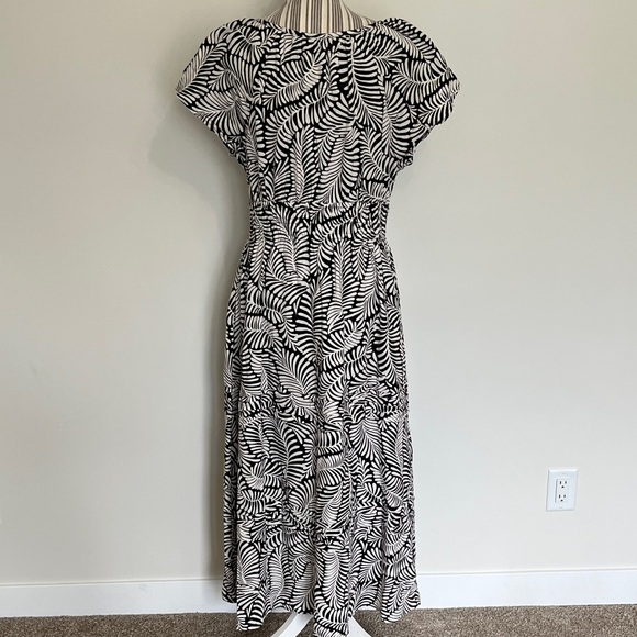 NWT Rachel Zoe - Brown and White Leaf Print Dress - Picture 5 of 9